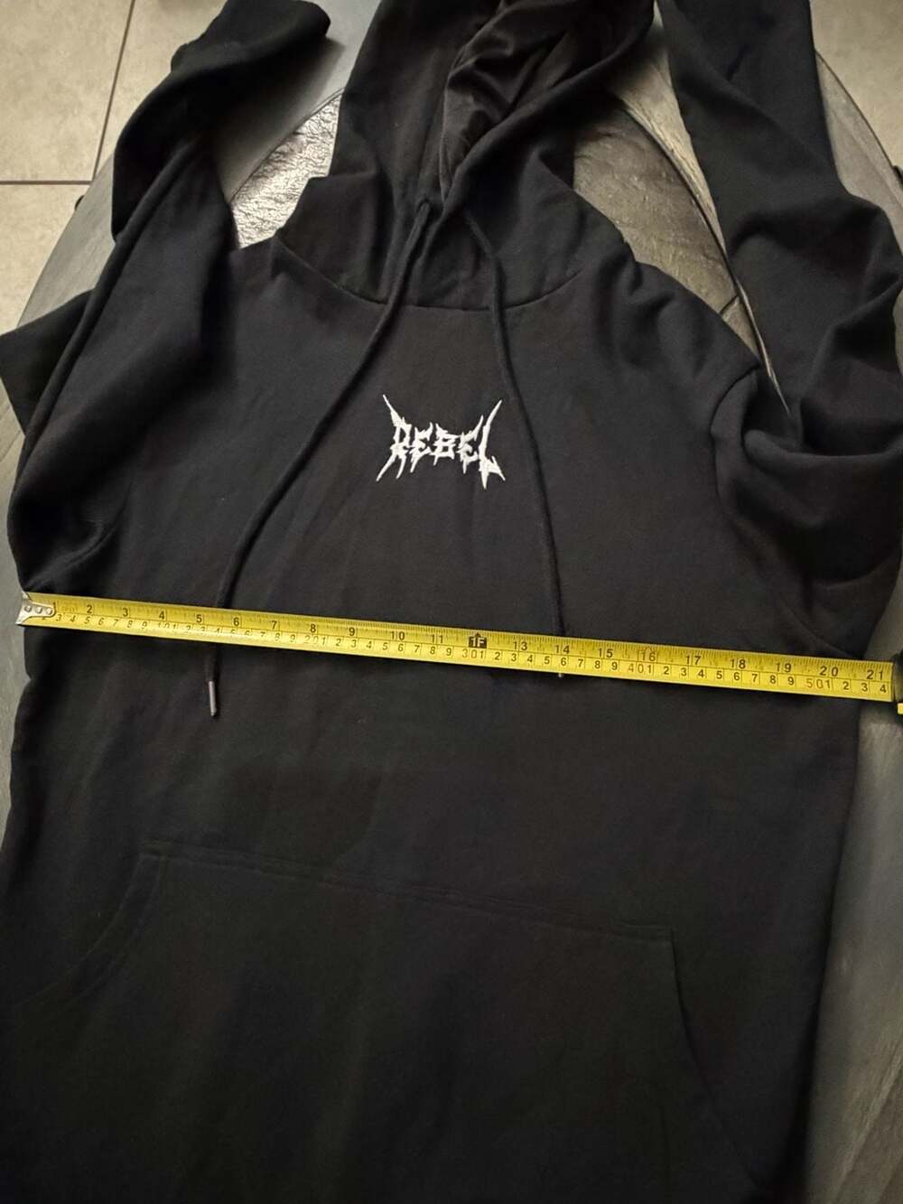 Rebel Vengeance Black Hoodie with Winged Cross Design
